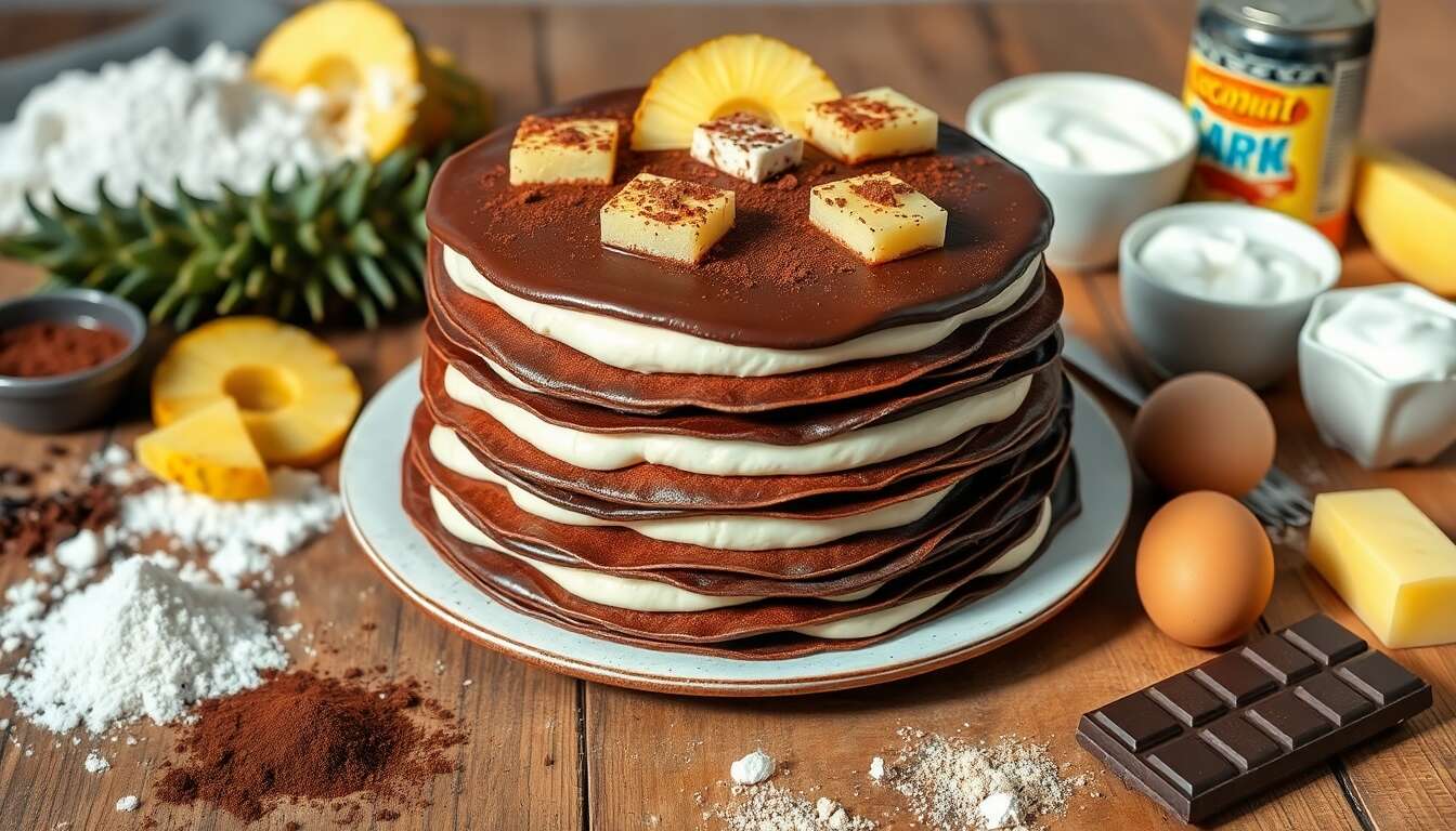 Gâteau de crêpes chocolat-ananas : une recette gourmande