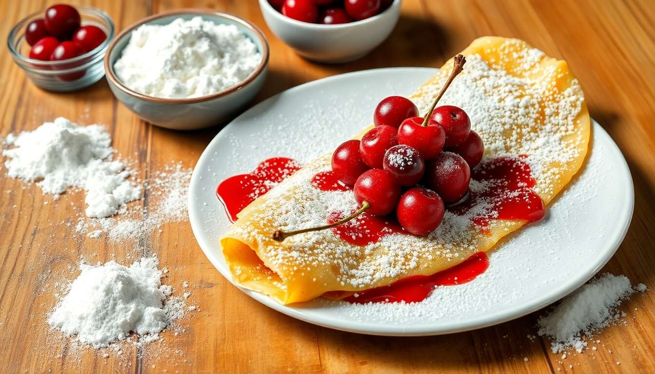 Recette facile : crêpe épaisse aux cerises