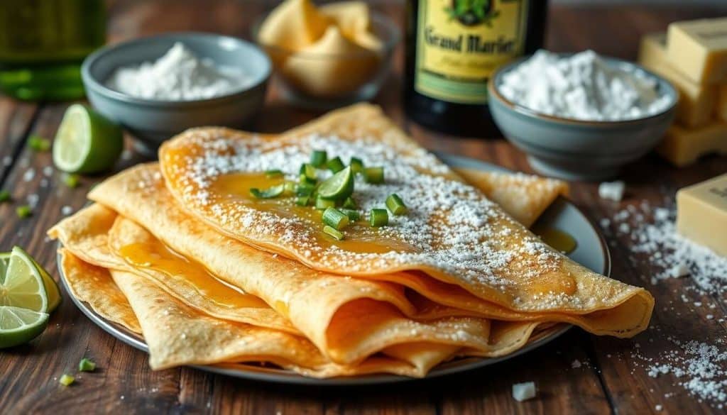 Crêpes au Grand Marnier et zeste de citron vert