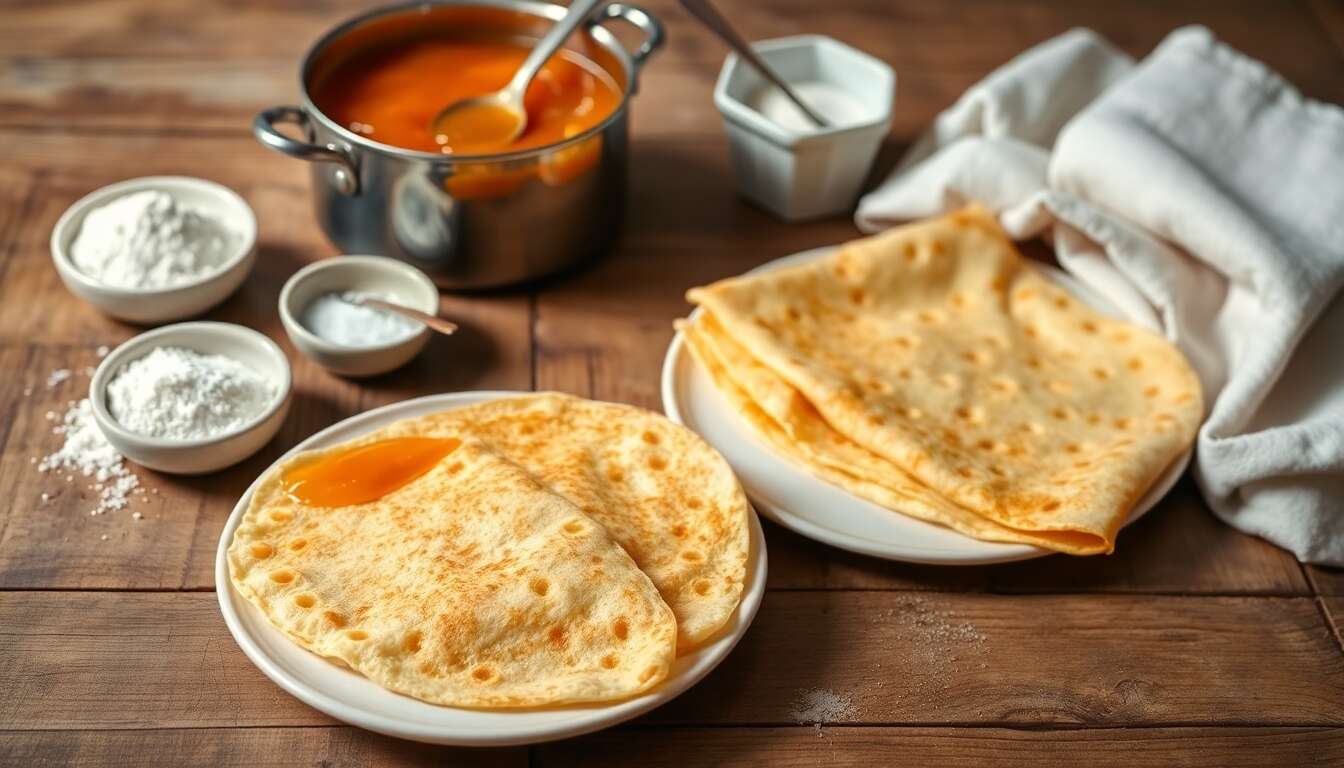 Crêpes mille trous à la confiture d'abricots Bergeron Bonne Maman