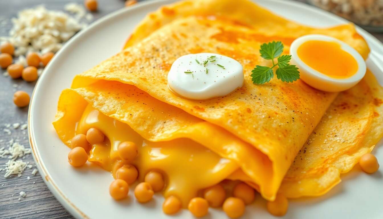 Crêpes au fromage et pois chiches au four : recette savoureuse