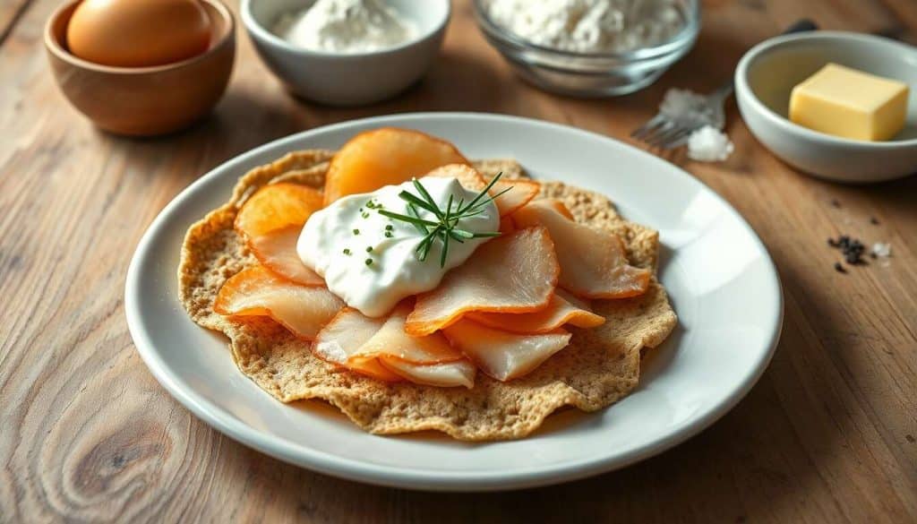 Crêpes de sarrasin au haddock : recette facile à la crème fouettée et ciboulette