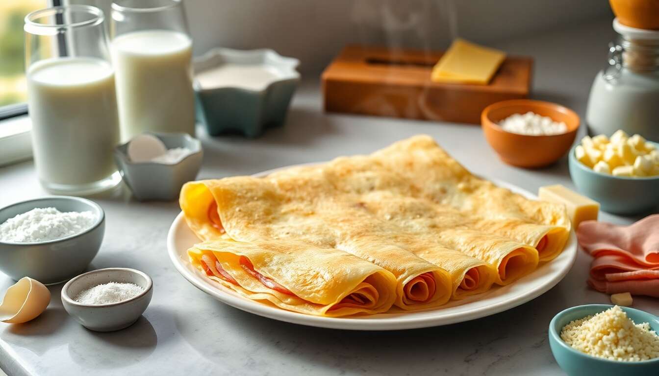 Crêpes roulées au jambon et fromage : une recette facile et délicieuse