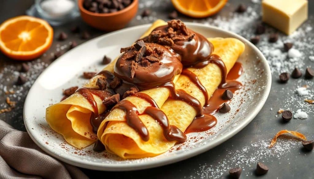 Crêpes à l'orange et crème au chocolat : recette gourmande