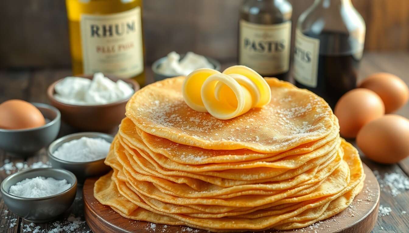 Crêpes parfumées au rhum et pastis : recette gourmande