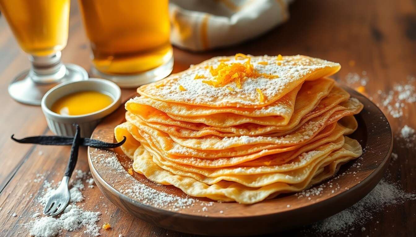 Crêpes sucrées aux agrumes et bière : recette gourmande