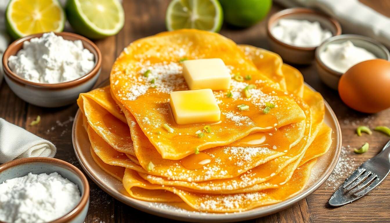 Crêpes au citron vert flambées au rhum blanc : recette gourmande