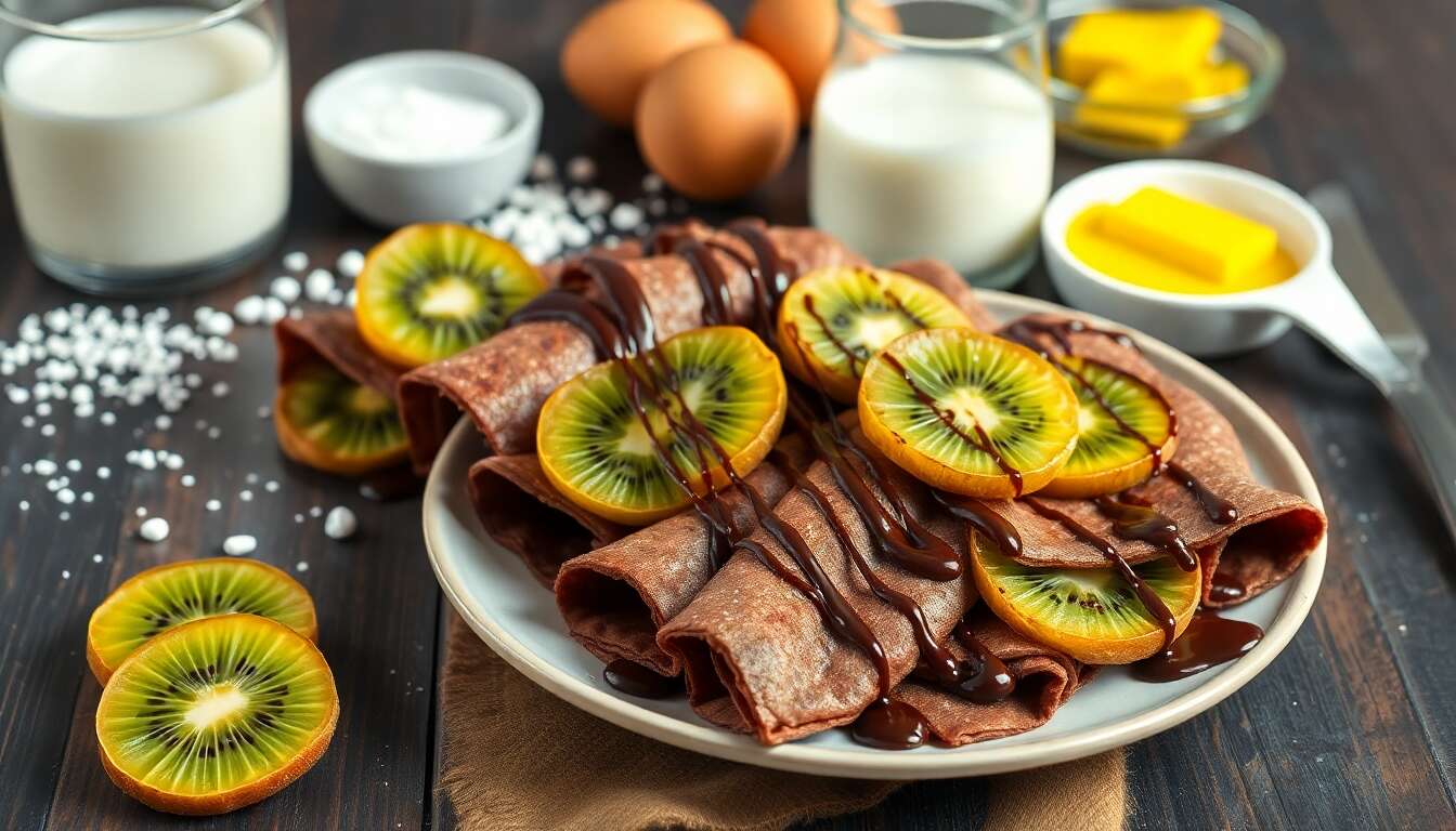 Crêpes chocolatées au kiwi : une délicieuse gourmandise