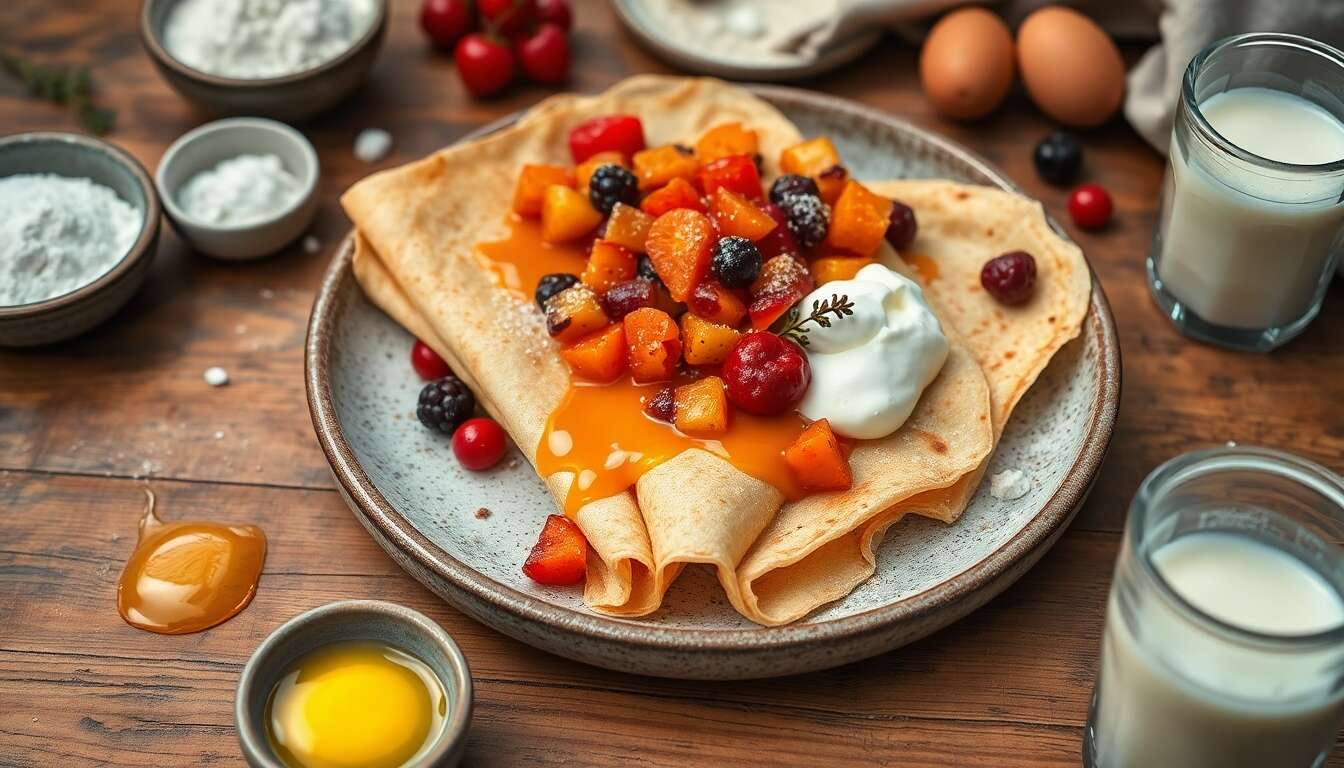 Crêpes aux fruits confits et ricotta : recette gourmande