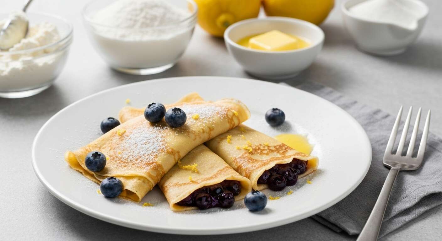 Crêpes Blintz Fourrées aux Myrtilles : délice Gourmand