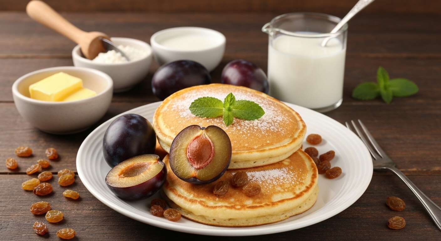 Crêpes autrichiennes aux quetsches et raisins secs : recette gourmande