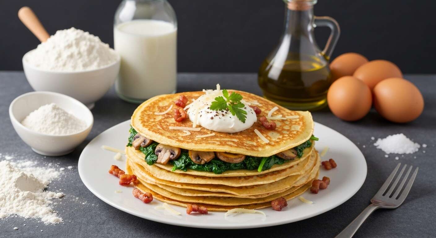 Crêpes aux épinards, lardons et champignons : une recette savoureuse