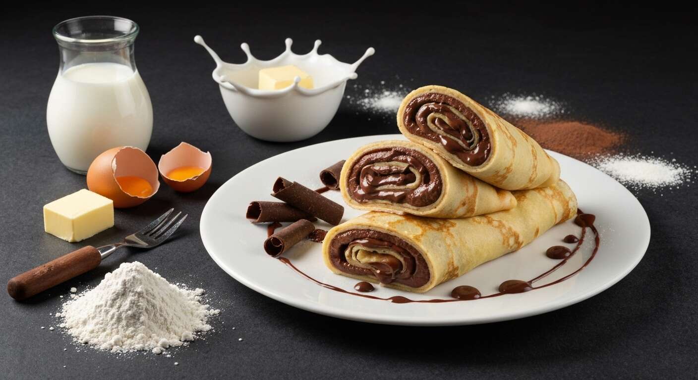 Crêpes roulées à la mousse au chocolat : délice fondant