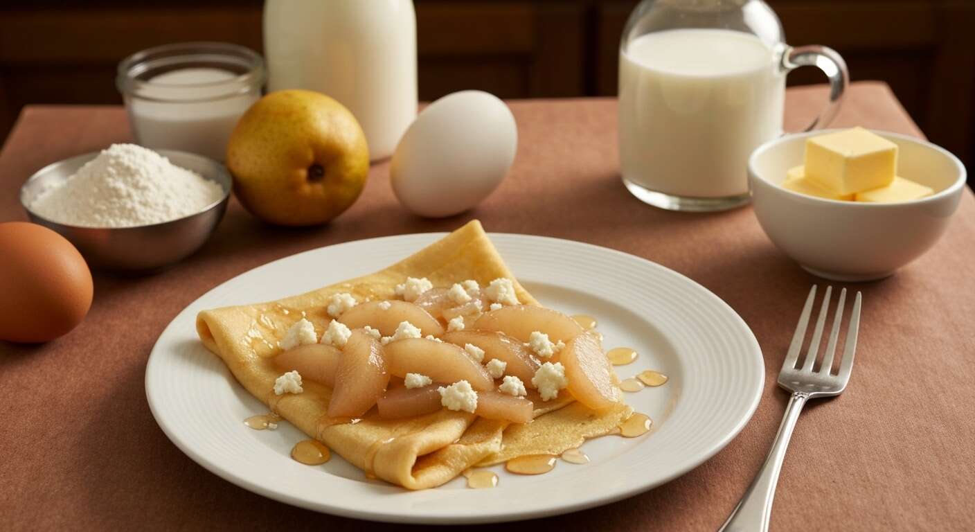 Crêpes aux poires et Bleu d'Auvergne : recette gourmande