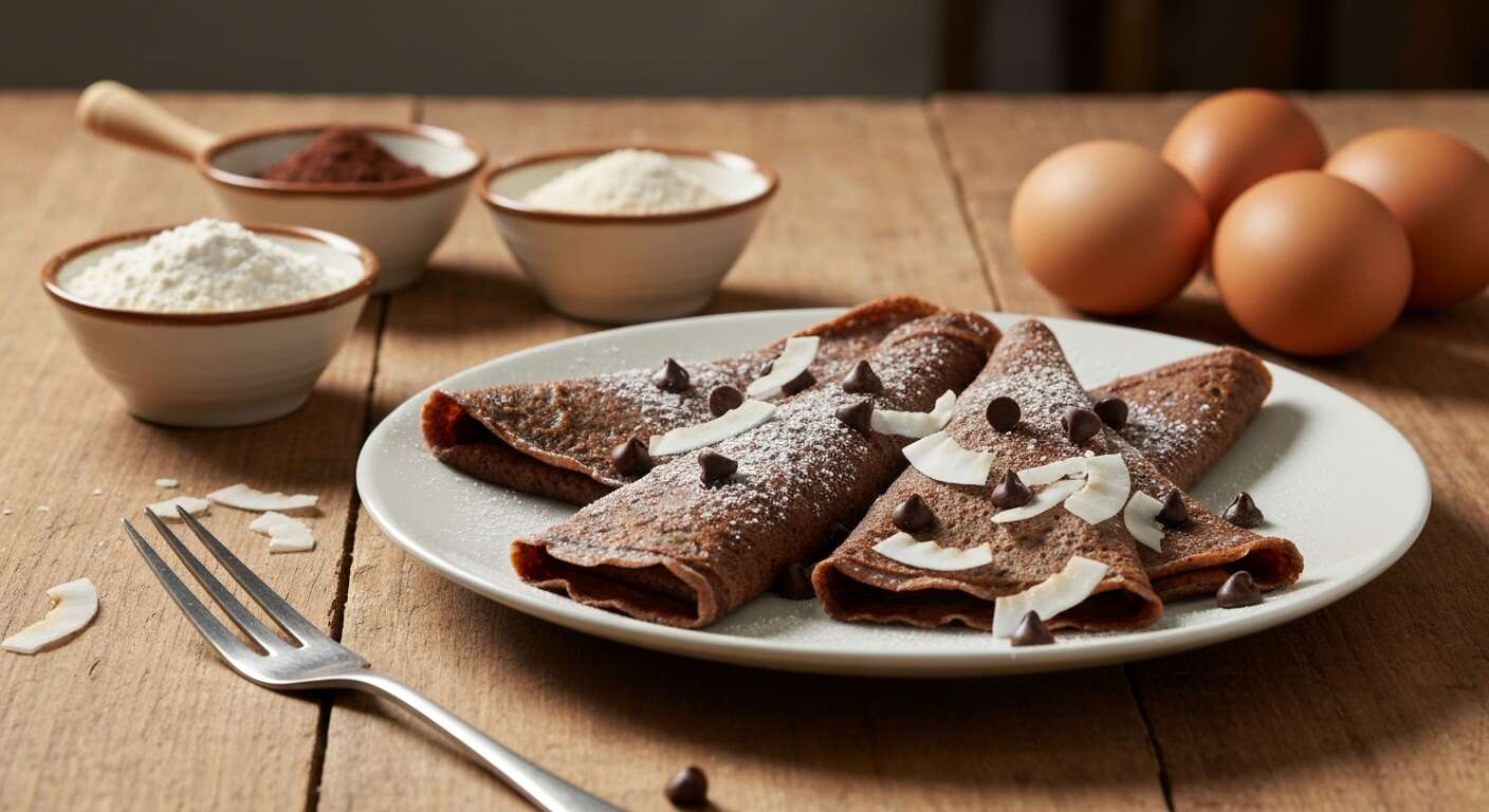 Crêpes au chocolat et coco râpée : recette facile au four