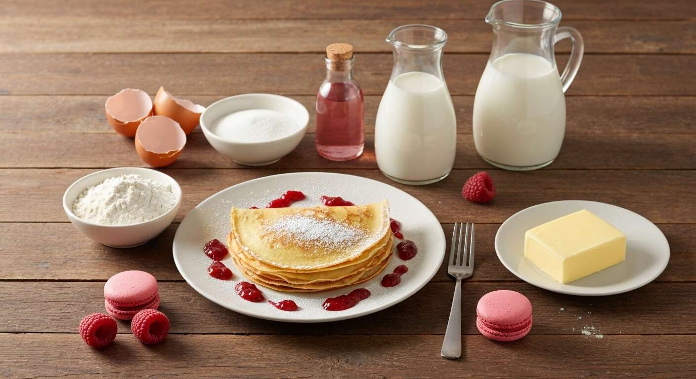 Crêpes à la rose, framboise et macarons : une recette gourmande