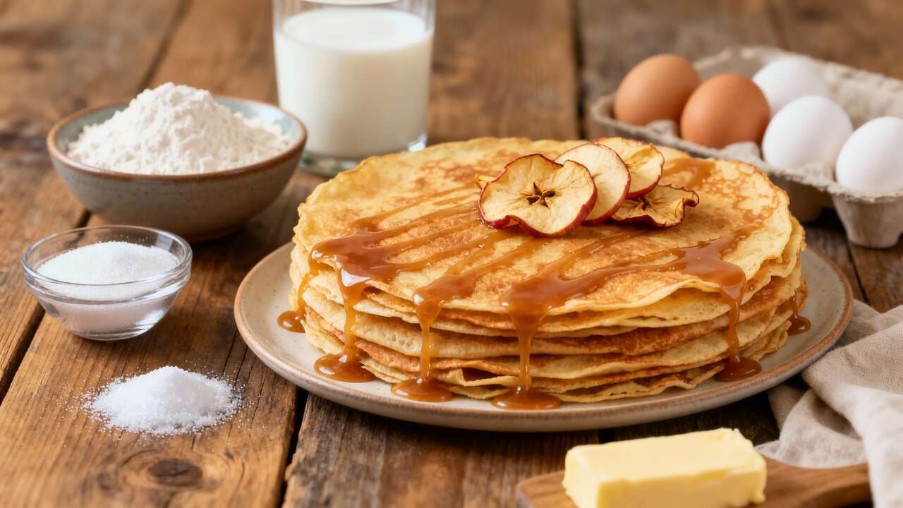 Crêpes aux pommes et caramel beurre salé : recette gourmande