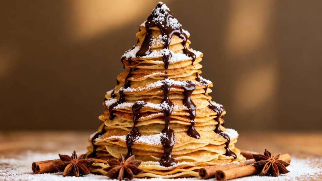 Sapins de crêpes de Noël : recette gourmande en guirlandes de chocolat