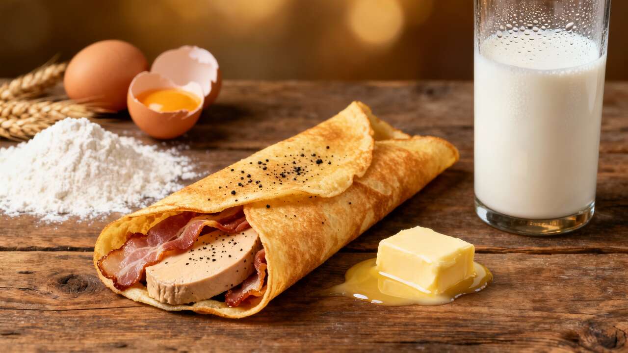 Crêpes au bacon et foie gras : recette gourmande