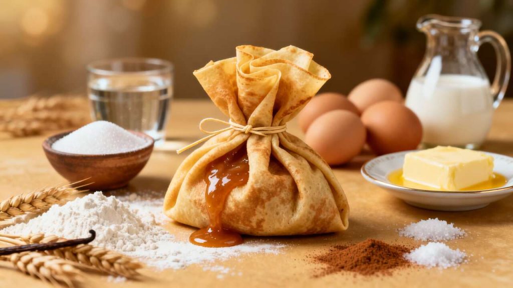 Aumônière de crêpes à la confiture de lait : recette gourmande