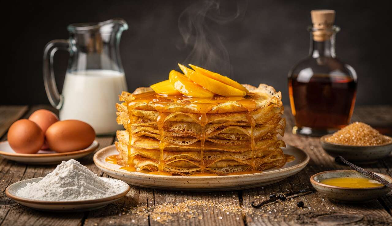 Crêpes à la mangue caramélisée : un délice vanille et rhum