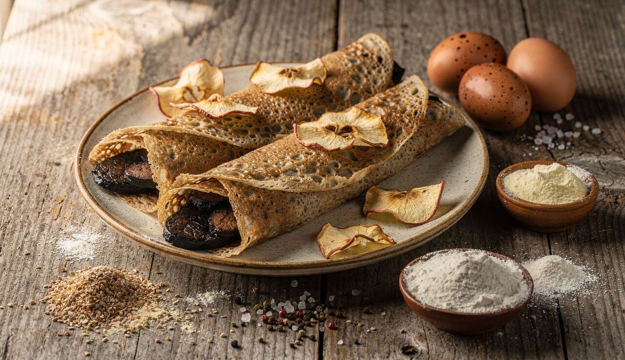 Crêpes salées au boudin noir et pommes : recette facile et gourmande