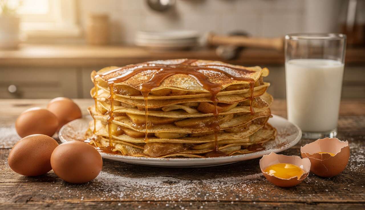 Gâteau de crêpes aux pommes : recette gourmande