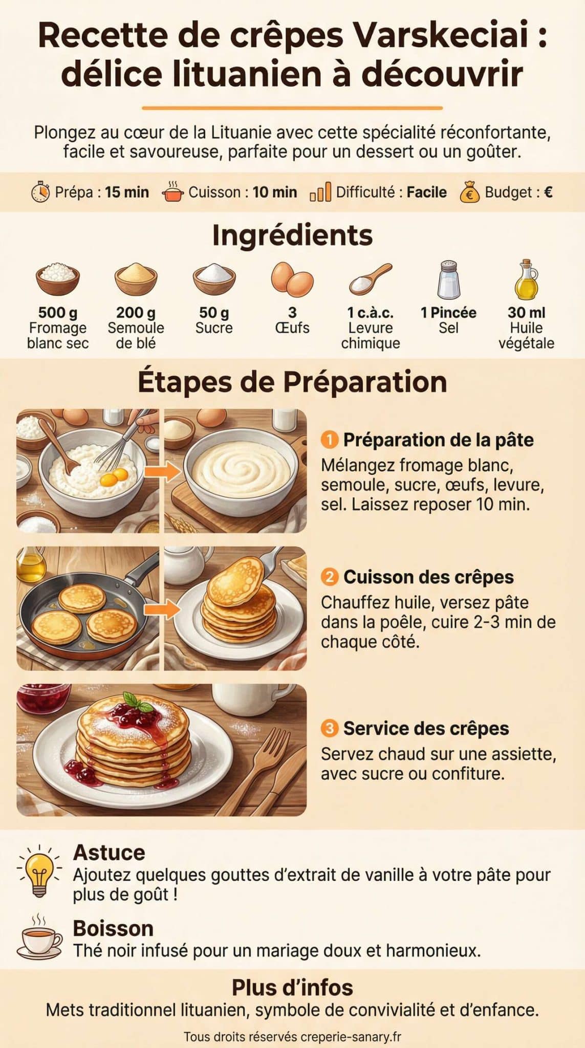Fiche recette Recette de cr&ecirc;pes Varskeciai : d&eacute;lice lituanien &agrave; d&eacute;couvrir