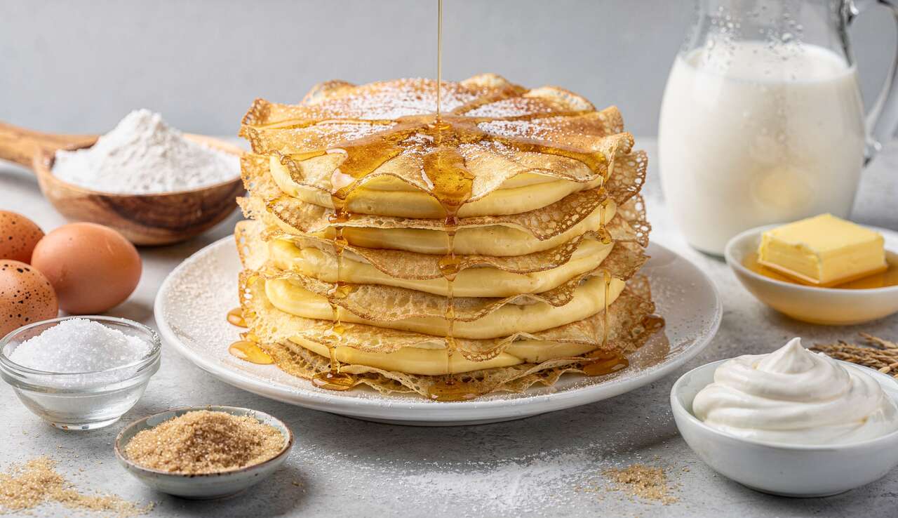 Crêpes à la crème pâtissière et au miel : recette gourmande