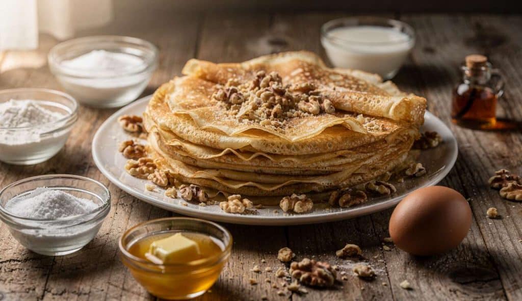 Crêpes aux noix : recette savoureuse et facile à réaliser