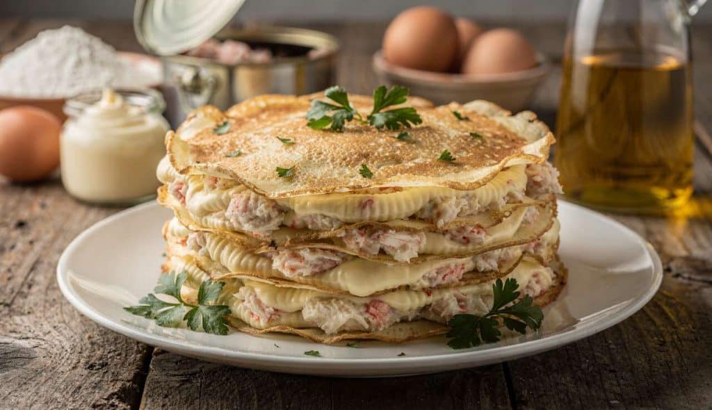 Gâteau de crêpes au crabe : recette savoureuse et facile