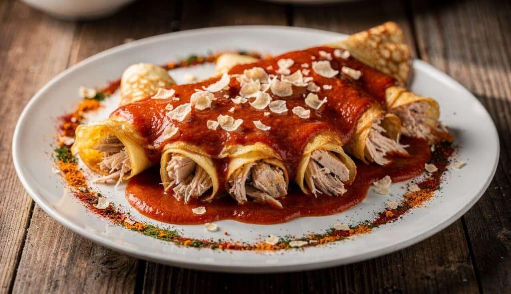 Crêpes au poulet et sauce à l'oignon : recette savoureuse