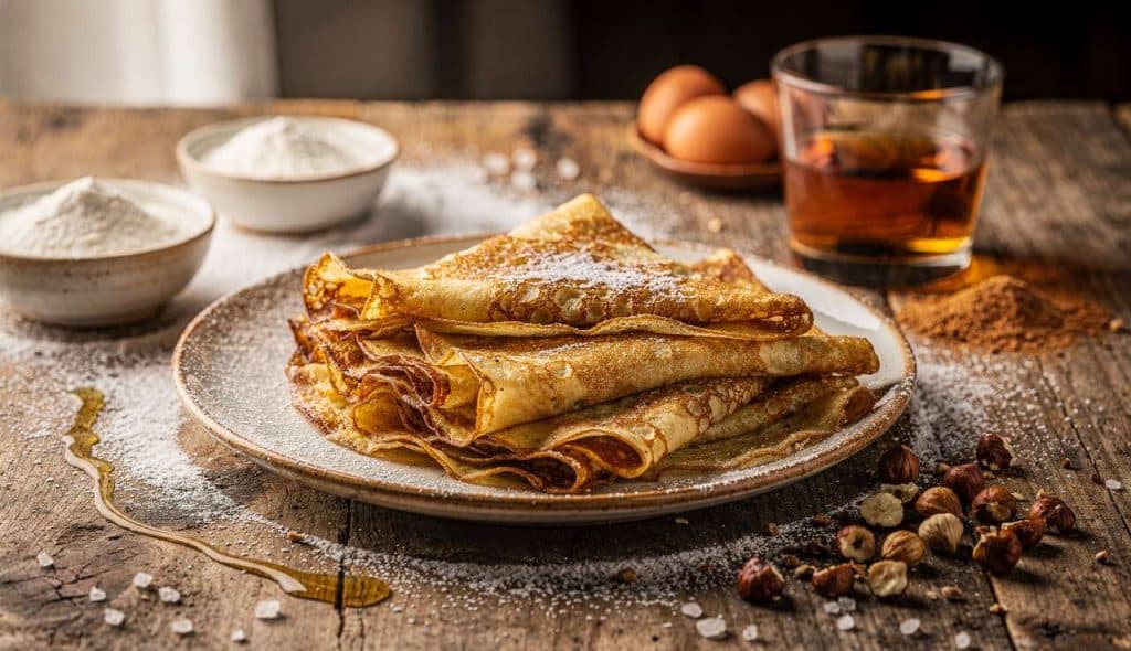 Crêpes au rhum et aux noisettes : recette gourmande