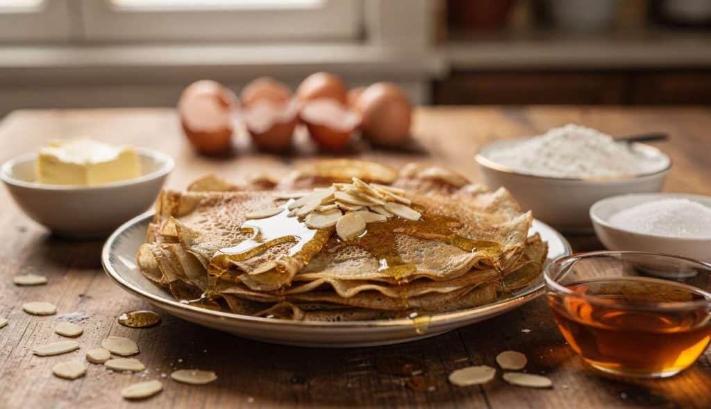 Crêpes au miel et aux amandes : recette gourmande