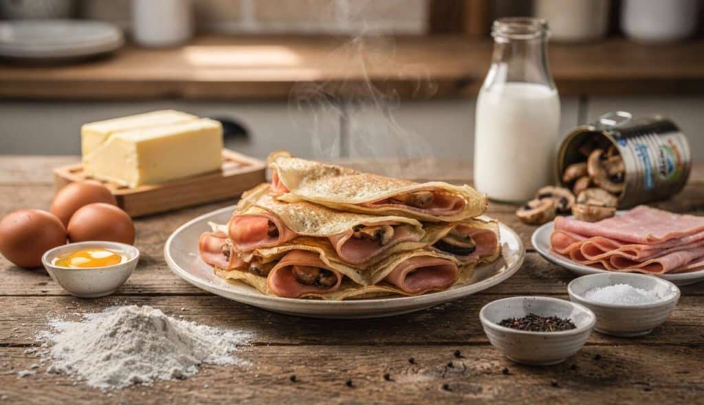 Crêpes jambon champignons : recette savoureuse et facile