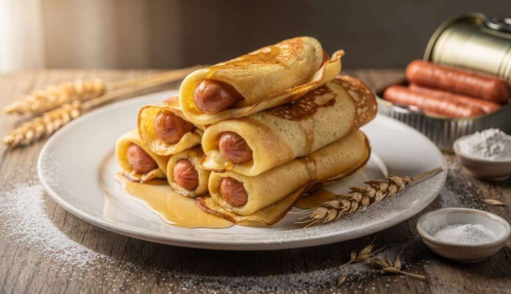 Recette Délicieuse et Facile : saucisses enrobees de Crêpe