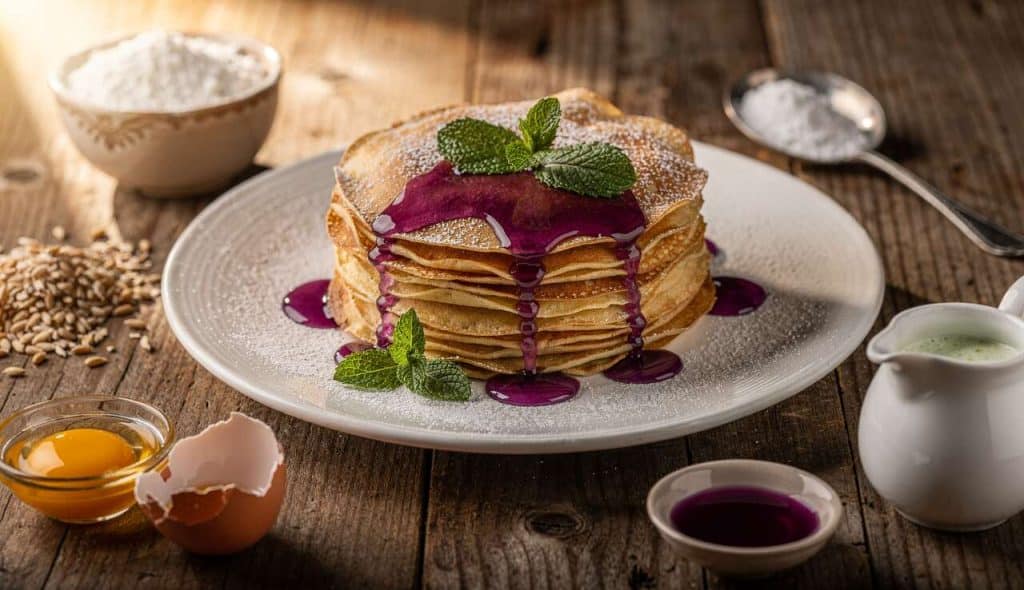 Crêpe au sirop de violette et crème de menthe : une recette gourmande