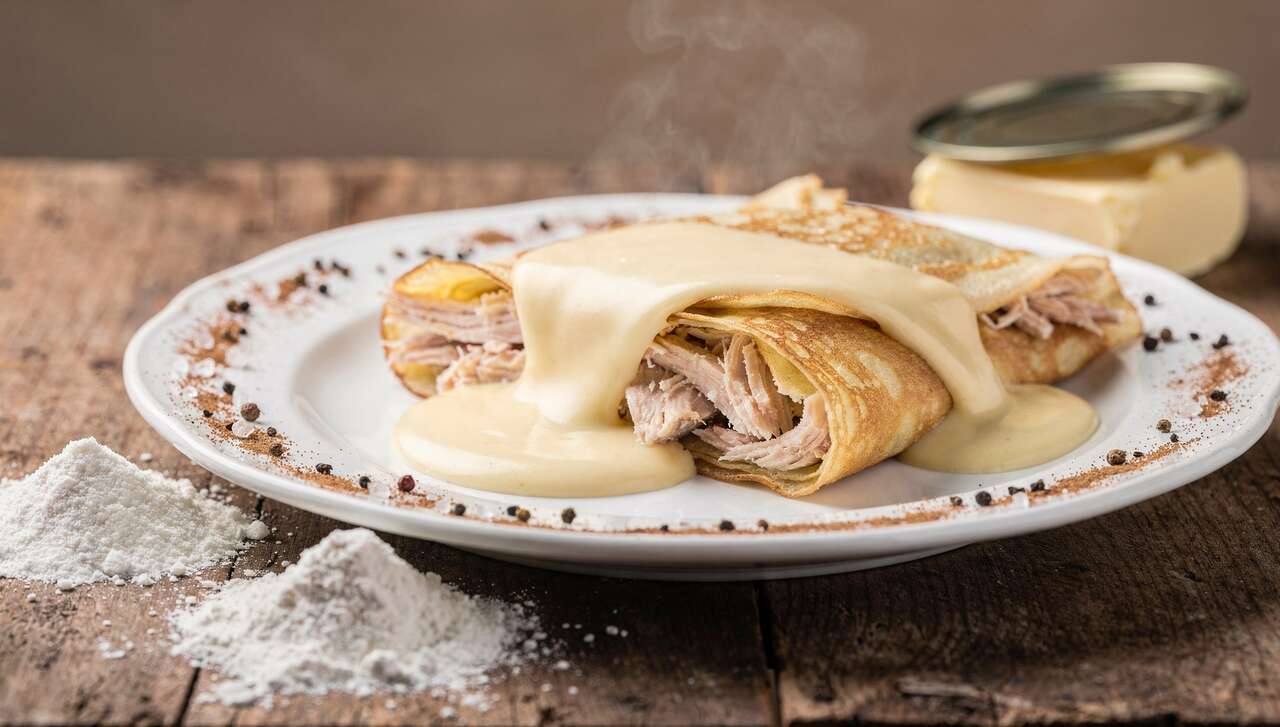 Crêpes au poulet et sauce béchamel : recette savoureuse