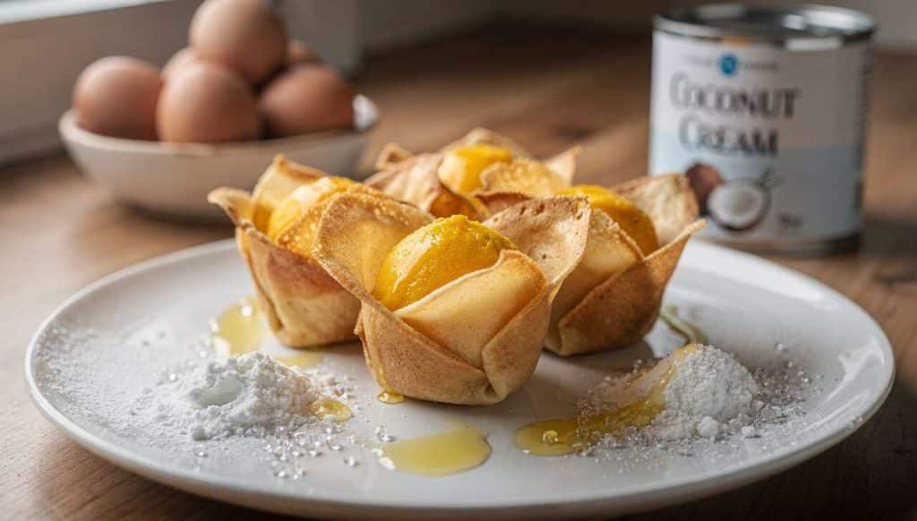 Crêpes Tulipes au Sorbet Mangue : recette Gourmande