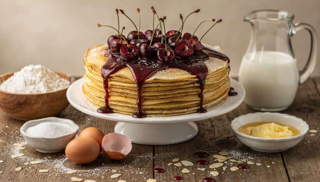 Gâteau de crêpes à la cerise : une recette gourmande