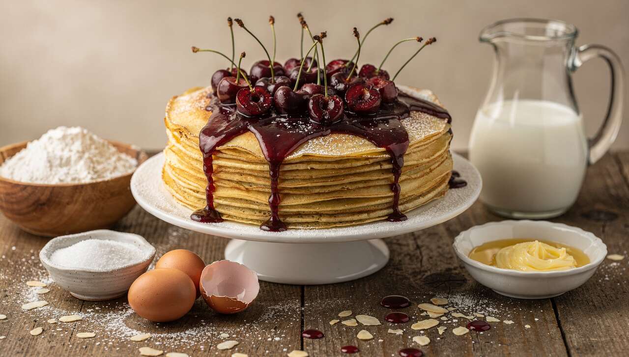 Gâteau de crêpes à la cerise : une recette gourmande