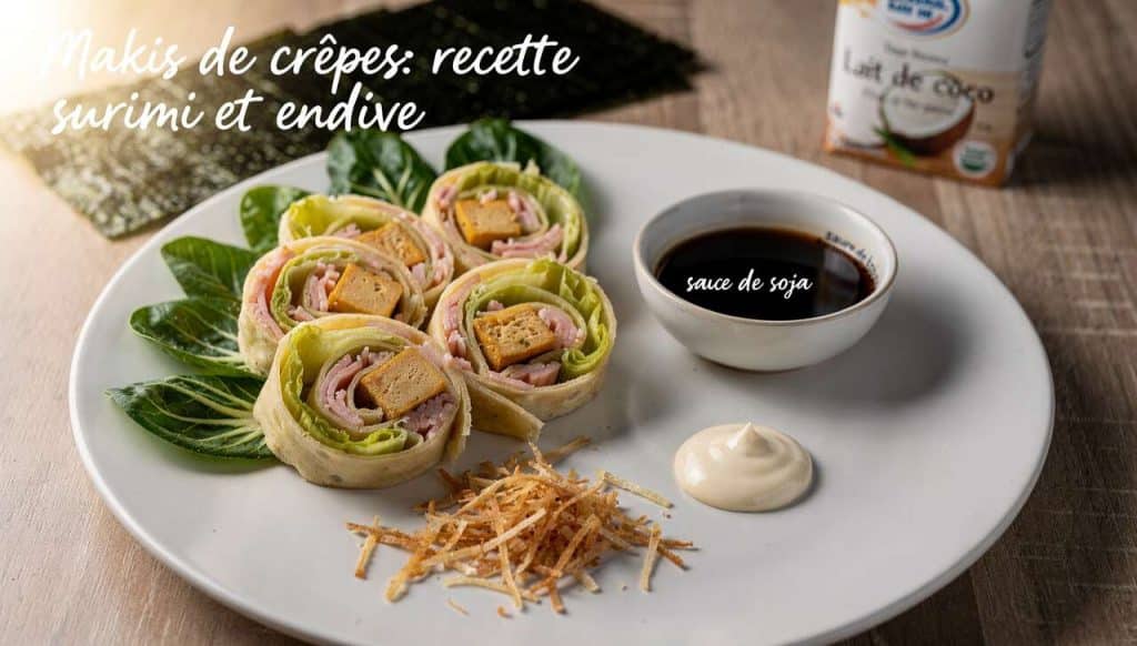 Makis de crêpes : recette au tofu, surimi et endive