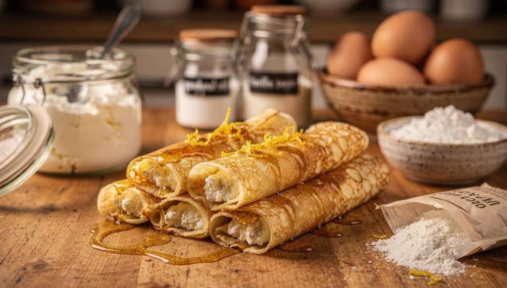 Crêpes roulées à la ricotta, miel et citron : une douceur irrésistible
