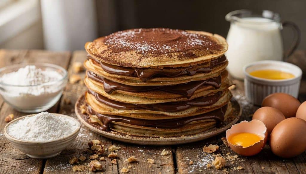 Gâteau de crêpes au chocolat et pâte à tartiner : recette gourmande