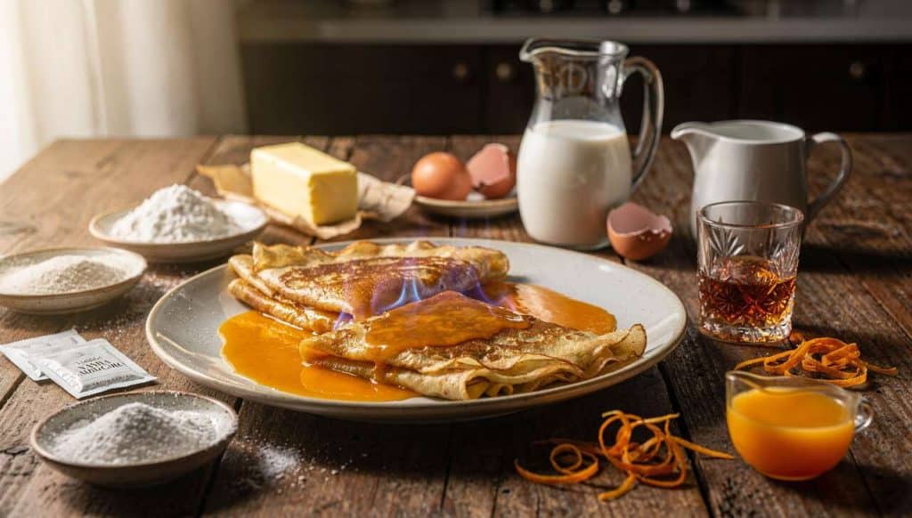 Recette authentique des crêpes Suzette flambées