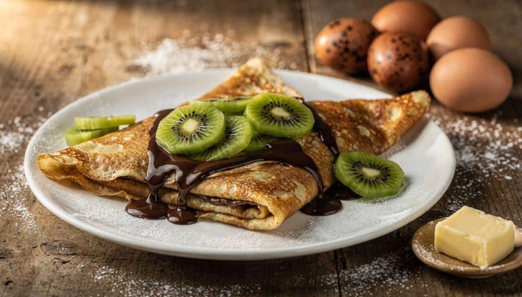 Crêpes au chocolat et kiwis : recette gourmande
