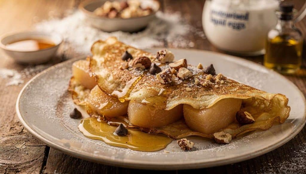 Crêpes gourmandes aux poires et fruits secs