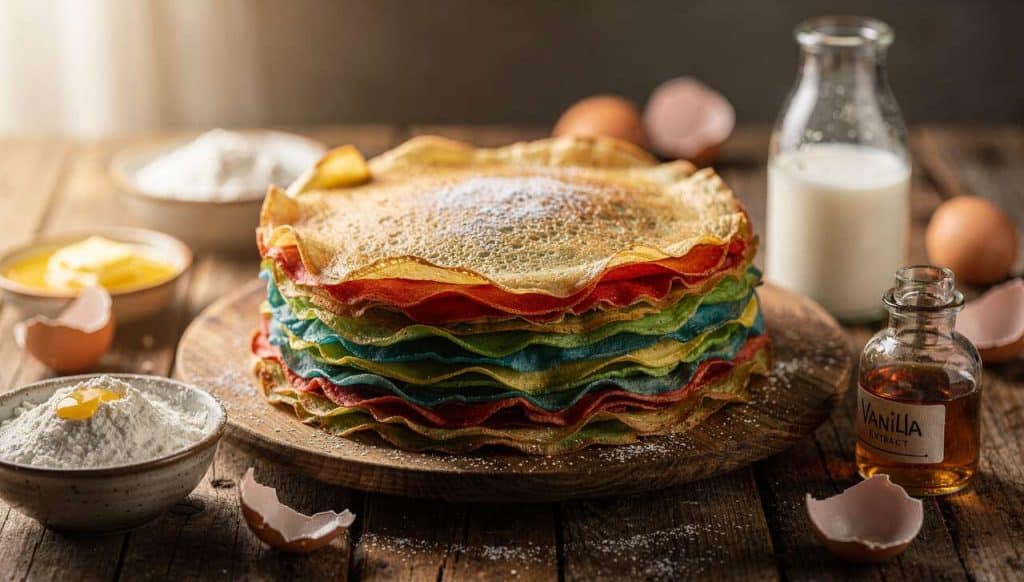 Crêpes multicolores sans repos : recette rapide et facile