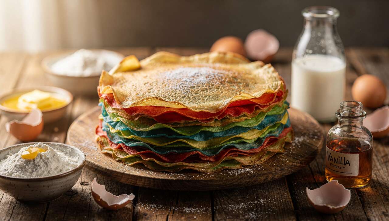 Crêpes multicolores sans repos : recette rapide et facile
