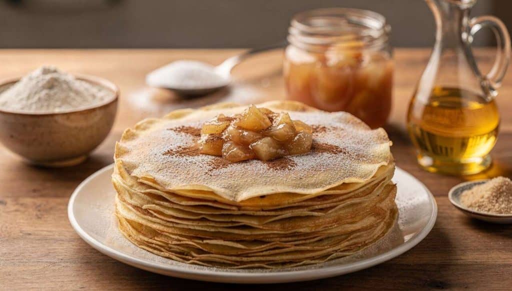 Gâteau de crêpes à la compote de pomme : recette facile et savoureuse